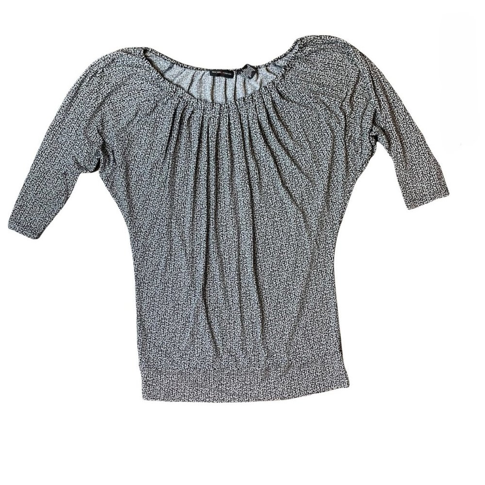 New York and Company Black and White Blouse Shirt‎ Small Stretch
